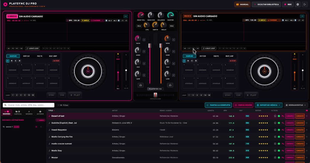 Playsync DJ Pro Cabina Profesional de Mezclas y DJ Performance